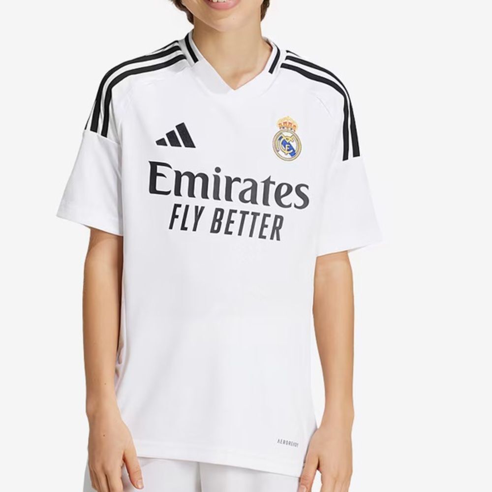 NWT Adidas Real Madrid 24/25 Home Jersey Kids Size S White Black Soccer Futbol